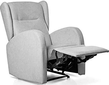 SUENOSZZZ-ESPECIALISTAS DEL DESCANSO Sillón Orejero Reclinable Relax Tapizado Antimanchas Gris Claro