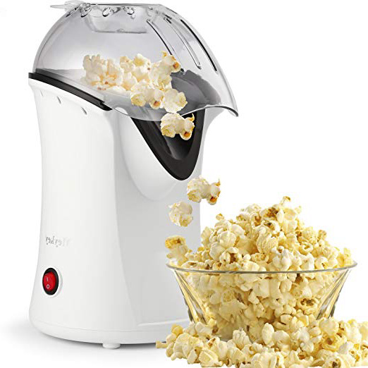 Hopekings Máquina de Palomitas Eléctrico,1200W Rápida Máquina Palomitas Automática de Aire Caliente,Gran Capacidad y sin Aceite,Desmontable para Libre de BPA,Blanco