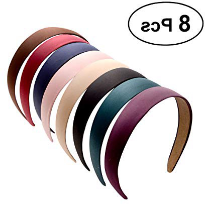 FRCOLOR Diadema de satén, diadema rígida de 8 piezas diadema de cinta ancha para mujeres (color mezclado)