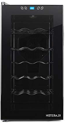 Klarstein Vivo Vino - Nevera para vinos , Nevera para Bebidas , Capacidad: 52 litros , Espacio para 18 Botellas , 5 Estantes , Silencioso , Temperatura 11° - 18° C , Iluminación Interior LED , Negro