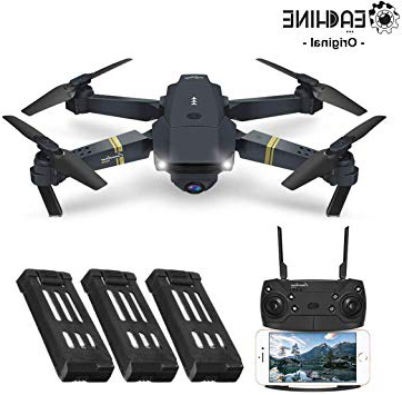 EACHINE E58 Drone con Camara HD 2.0MP 720p Wide Angel Drone con Camara Profesional Drone Video Profesional Drone para Niños WiFi App para iOS/Android (3 Baterías)