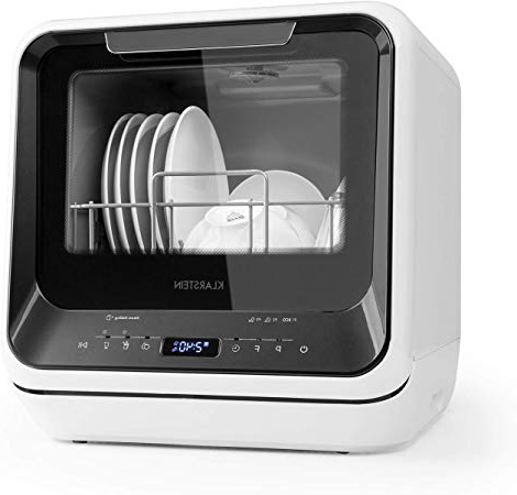 Klarstein Amazonia Mini Lavavajillas - Función Vapor y Secador , Pantalla LED , 6 programas , 2 cubiertos , Consumo de agua: 5 litros , Señal sonora de seguridad , Eficiencia: A , Negro