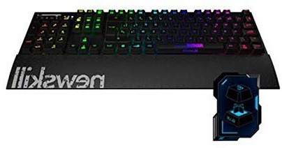 Newskill Hanshi Spectrum - Teclado mecánico gaming RGB, (Estructura metalica, reposamuñecas removible, efectos RGB, "Switch Brown"), Negro