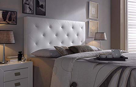 Cabezal tapizado Rombo 150X115 Blanco, Acolchado con Espuma, 8 cm de Grosor, Incluye herrajes para Colgar