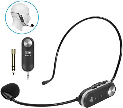Tonor Micrófono Inalámbrico Ariculares UHF 10 Canales Recargables con Receptor Actualizado para Amplificador de Voz Sistema de Sonido de Audio Cámara DSLR de Altavoz Extreno etc