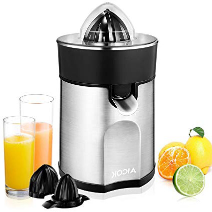 
                
                    
                    
                

                
                    
                    
                        Aicok Exprimidor Eléctrico de Cítricos con 2 Conos Intercambiables y Cubierta Antipolvo, Sistema Antigoteo, 85W Exprimidor de Acero Inoxidable para Zumos de Naranja, Limón, Lima, Plata
                    
                

                
                    
                    
                
            