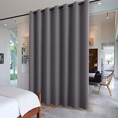 PONY DANCE Separador de Ambientes Interior Oficina Dormitorio Salon Gris/Cortinas Modernas Termicas Aislantes Gruesas Largas Cocina Comedor Sala, 1 Panel, 210 x 254 cm (Al x An)