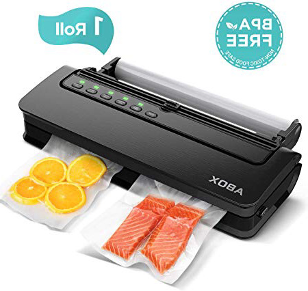 ABOX Envasadora al Vacío Profesional para Alimentos, V63 5 en 1 Máquina Selladora al Vacío Doméstico con Cortador, Automático Seco y Húmedo, Bolsas de Vacío y Tubo para Botes