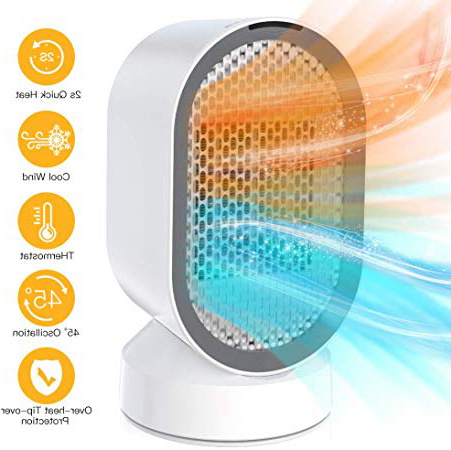 Uvistare Calefactor Eléctrico de Aire Personal,Calentador Portátil PTC Elemento de Cerámica con Viento Calor y Natural para Hogar y Oficina Protección del Sobrecalentamiento Bajo Consumo Silencioso