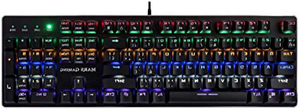Mars Gaming MK4BR - Teclado gaming mecánico (retroiluminación 6 colores, 10 perfiles, 6 efectos luz, iluminación lateral RGB flow, 16 teclas control funciones, antighosting, switch OUTEMU marrón, lay