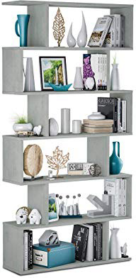 Habitdesign 301011L - Estanteria Athena Alta, libreria Abierta Salon, 80 x 25 x 192 cm de Altura (Gris Cemento)
