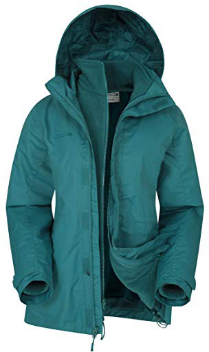 Mountain Warehouse Chaqueta Fell 3 en 1 para Mujer - Abrigo Impermeable, Chaquetas Ajustables con Capucha, Bolsillos con Cremallera, Capucha Plegable - para el Invierno