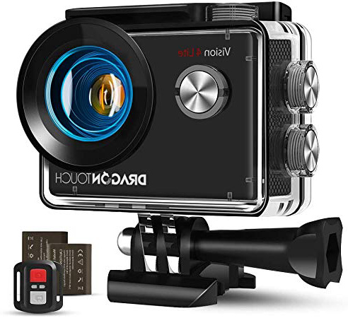Dragon Touch Cámara Deportiva WiFi 4K 20MP Cámara de Acción con Control Remoto Mic Externo EIS 170°Gran Angular Cámara Sumergible Acuática 30m Impermeable 2 Baterías Multi Accesorios (Vision 4 Lite)