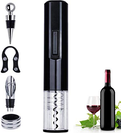 Rovtop 5 en 1 Sacacorchos Eléctrico Abridor de Botellas de Vino Automático de Acero Inoxidable para Vino / Cava ,Funciona con pilas 4 *AA(No Incluyen)