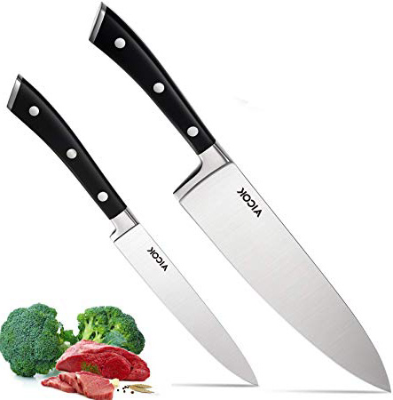 Cuchillos de Cocinero Profesional 210 mm, Cuchillo de chef, Pelador 130 mm, Cuchillos Profesionales por Aicok
