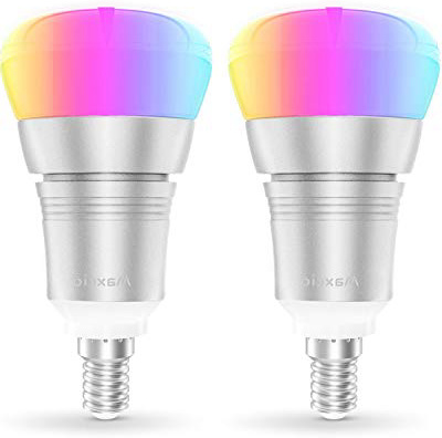 Bombilla wifi, Maxcio Bombilla Inteligente WiFi de Multicolor con Intensidad Regulable, 8 Modos de Escena con Temporizador, 9W-E14, Control con Alexa, Google Home - 2 Packs