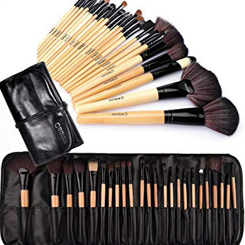 Brochas de Maquillaje,Cadrim 24pcs Maquillaje Profesional Pinceles Maquillaje de Ojos Rubor Contorno de los Labios Corrector Brochas Cosméticas + Bolso Negro