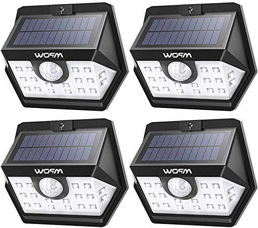 Mpow Luz Solar de Exterior, Lámpara Solar de 3-8M Detección, 270º Gran Angular de Iluminación con 120° Sensor de Movimiento Impermeable 4 Piezas