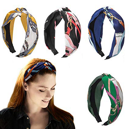 HBselect 4 Diademas Mujer Diadema Nudo Mujer Retro Banda Ancha Tela Diademas Para Mujer Accesorio Pelo Mujer