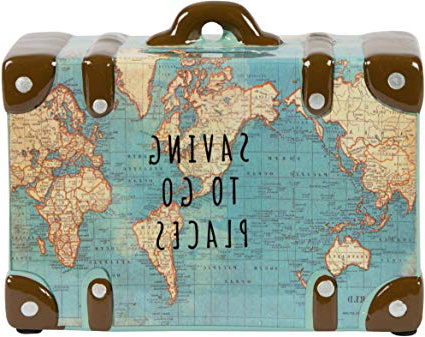 Saving To Go Map Places Suitcase Money Bank by Maia Gifts