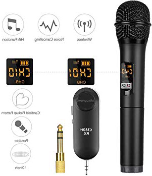 Micrófono Inalámbrico UHF, Mbuynow Micrófono Inalámbrico de Mano Portátil Bluetooth con Mini Receptor para Karaoke Fiesta Reunión de Negocio Conferencia Boda etc.