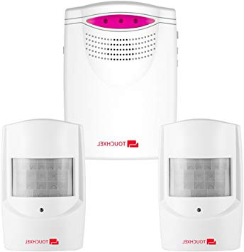 Kit de Seguridad Alarma, TOUCHXEL Sistema de Alarma Antirrobo Inalmbrico Hogar 1 Receptor y 2 Detectores de Sensor de Movimiento PIR Resistentes Intemperie para Patio / Granero / Garaje