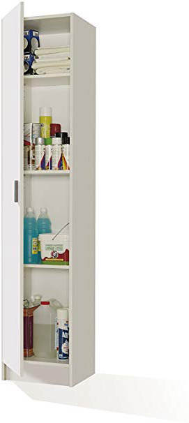 FORES - 007141O - Mueble armario multiusos, 1 puerta, color Blanco, medidas: 182 x 37 x 37 cm de profundidad