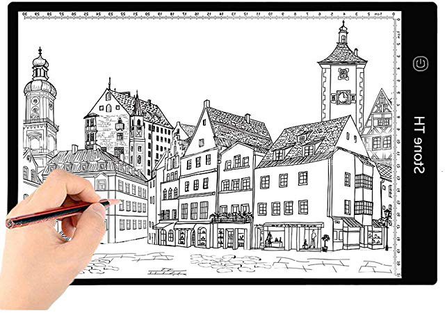 Mesa de Luz Dibujo A4, LED Tableta de Luz de Iluminación de la Caja de Alimentación Micro USB Ideal para Animacion Tatoo Dibuja