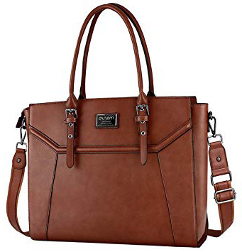 MOSISO Tote Bolsa para Mujeres (15.6-17 Pulgadas), Resistente al Agua PU Cuero la Oficina de Trabajo de Oficina Maletín Bolso de Mano con Grueso Compartimiento & Manija Superior Ajustable, Marrón