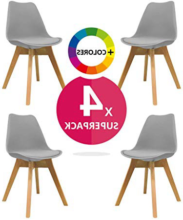 MASTERITEM Silla Nórdica (Pack 4) - Silla escandinava One Gris - Silla Nordic Scandi Inspirada en Silla Eames DSW - Mona - (Elige tu Color)