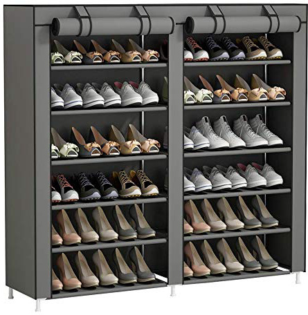 UDEAR Shoes Rack Organizador de Tela de Zapatos, Zapatero 7 Pisos con Resistente al Polvo Gris