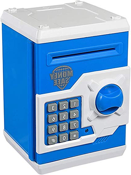 APUPPY Hucha electrónica, con caricatura, contraseña, cerdito, hucha de monedas, juguete, regalo de cumpleaños para niños, Azul y blanco