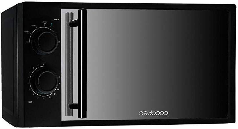 Cecotec Sencillo AllBlack Microondas con Frontal Espejo, Capacidad 20L, 700 W, temporizador hasta 30 min, 6 niveles de potencia, Negro