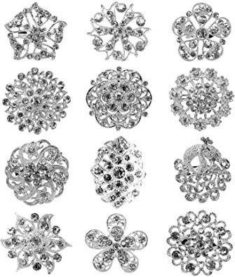 Tooky Juego de 12 piezas de broches de bisutería con cristales para boda