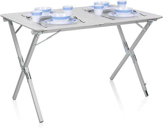 Mesa de camping Campart Travel TA-0802 – 110 x 70 cm – Tablero enrollable