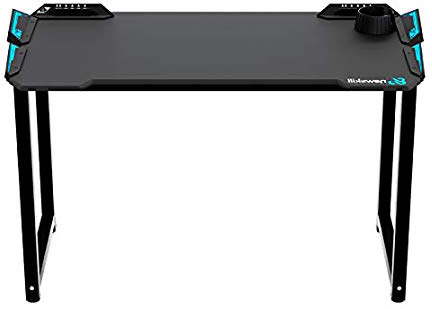 Newskill Fenrir - Escritorio Gaming Profesional con Iluminación RGB (controlable a través de su Touchpad Integrado) Color Negro de Diseño Ergonómico y entradas USB y de Audio integradas