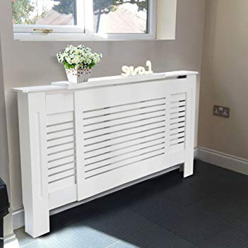 Tinke Cubierta de Radiador Calefactor Madera MDF de 14 Hojas Color Blanco Mate puede Hacer DIY de Pintar o dejar Adornos