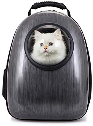 Petcomer Mochila Cápsula Impermeable Transportín en Forma de Burbuja para Mascotas Perros Gatos (Negro)