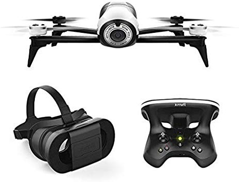 Parrot BEBOP 2 FPV - Dron cuadricóptero (Full HD 1080P, 14 Mpx, 60 Km/h, 25 minutos de vuelo, 2 Km de alcance, 8GB) + Mando Skycontroller 2 + Gafas Cockpitglasses, color blanco