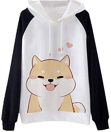 Lenfesh_Sudadera con Capucha de Manga Larga para Mujer,Lindo Estampado Animales Sudaderas Cortas Hoodie Pullovers Perro de impresión de Manga Larga Casual