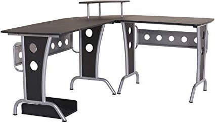 HOMCOM Mesas de Ordenador Madera Negro 165x145x86cm