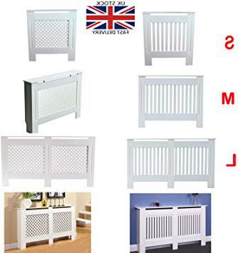 Cubierta de radiador para armario, parrilla de diseño moderno, decoración para el hogar, estilo barra vertical, madera MDF, pintada en blanco, fácil de montar, independiente