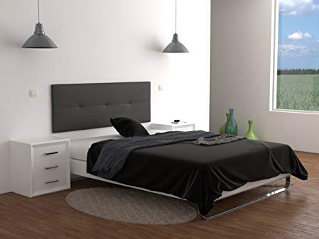 LA WEB DEL COLCHON - Cabecero tapizado Julie para Cama de 150 (160 x 55 cms) Gris Ceniza