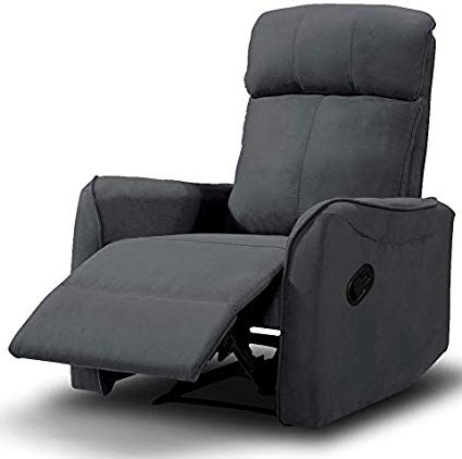 SuenosZzz Sillón Relax Repaldo y Reposapiés reclinables Charles. Tapizado Tela Jade Gris Marengo.