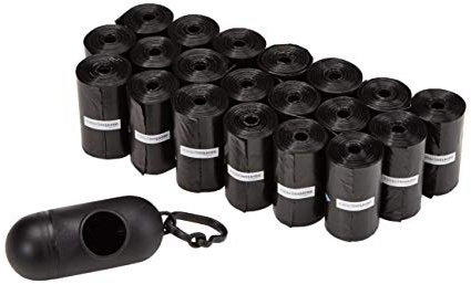 AmazonBasics - Bolsas para excrementos de perro con dispensador y clip para correa (300 bolsas)