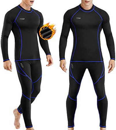 Ropa Interior Térmica Hombre, Camiseta Térmica Hombre Deportes Ropa Interior Funcional Conjuntos Térmicos Termo Invierno Otoño con muy elástica para Running Esquí Montaña Ciclismo Fitness Negro