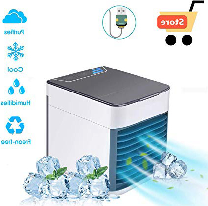 hongdao Mini Enfriador Portátil USB Aire Acondicionado 3 en 1 Ventilador Purificador Humidificador, 3 Velocidades Ajustable para Coche/Oficina/Hogar