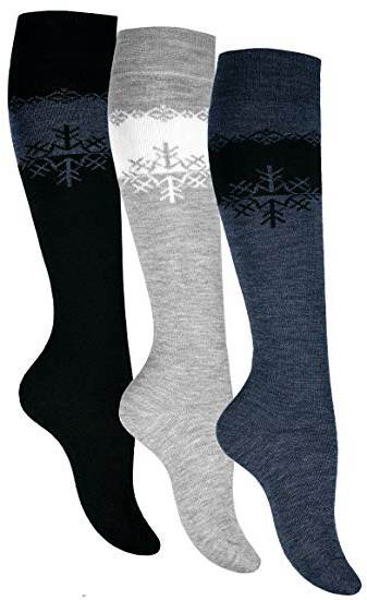 3 pares Calientes Térmicos Calcetines hasta la Rodilla Medias para Mujer