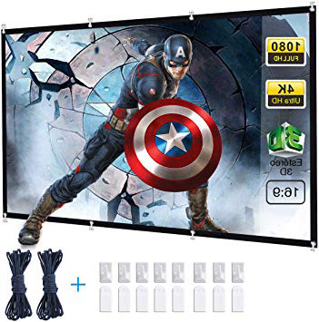60 Inch 9 HD Plegable Antiarrugas Port/átil Pantalla Lavable para Cine en Casa,Pantalla de Proyector en Pared//Techo,Ideal para Pel/ícula al Aire Libre Bewinner 60-120 Inch Pantalla de Proyecci/ón,16