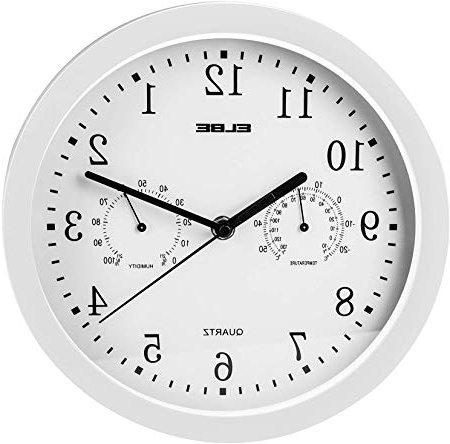 Elbe RP-2005-B - Reloj de pared con termómetro y higrómetro, color blanco